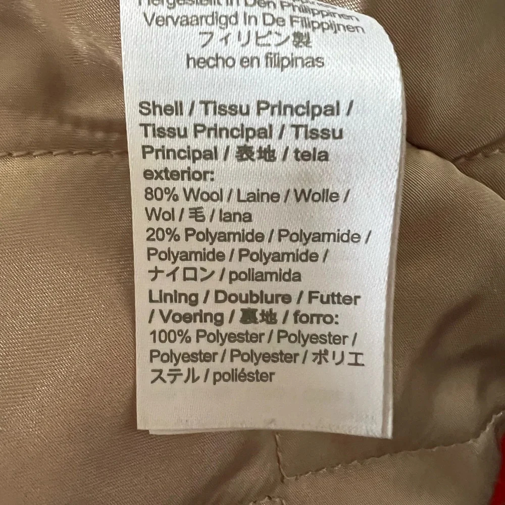 J. Crew Italian Stadium Cloth wool blend red coat, size 6 - Picture 6 of 7